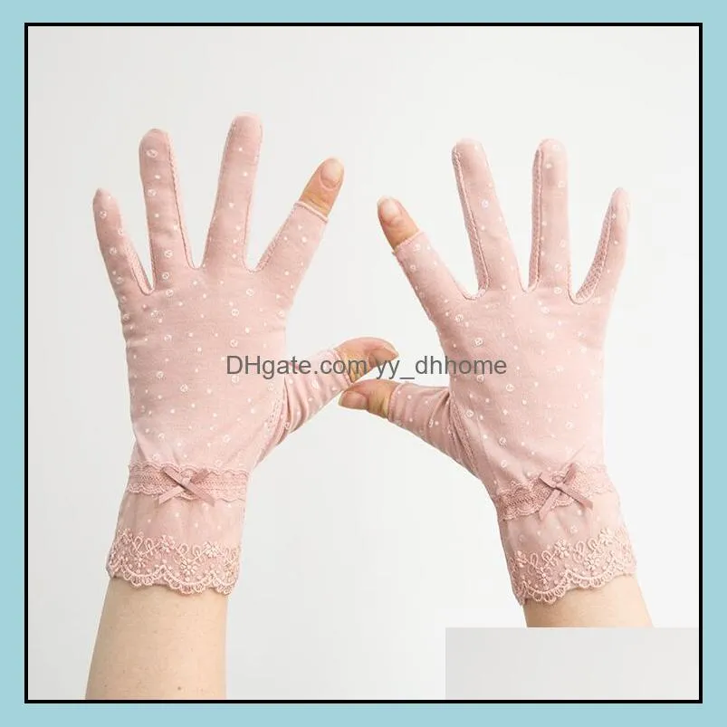 Cinq doigts gants mitaines chapeaux, écharpes mode Aessories ouvert deux doigts femmes mince crème solaire conduite antidérapant coton court été Lea