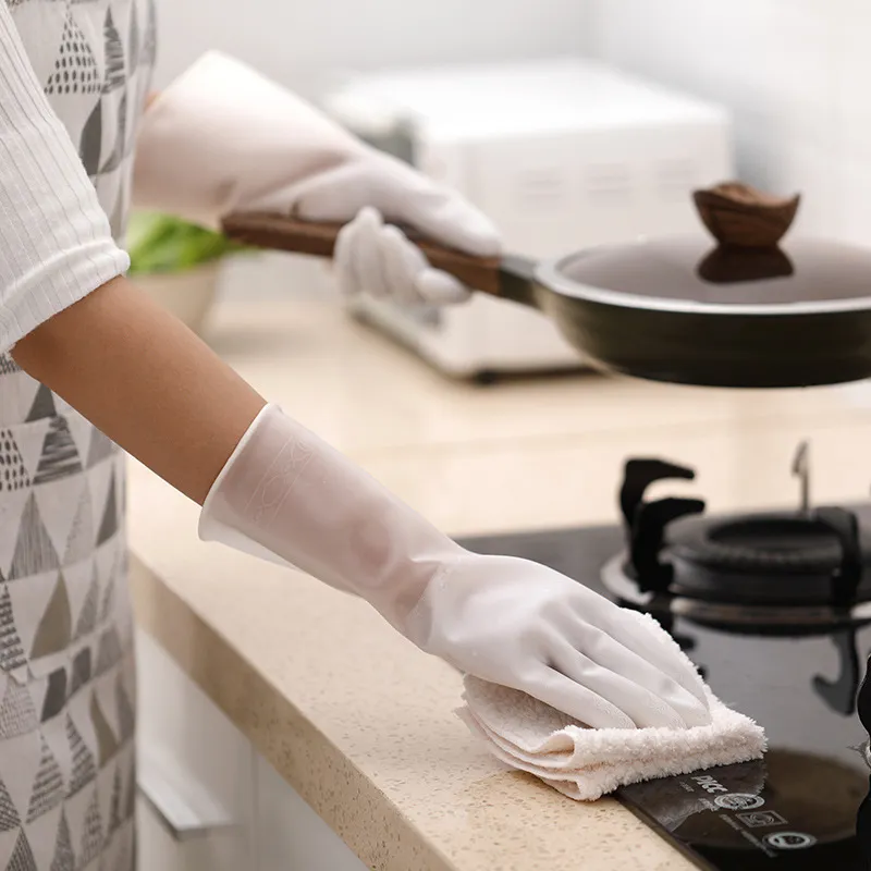 ゴム製半透明の食器洗い手袋防水厚さのキッチン洗浄ボウル手袋洗濯服ハウスワークの清掃用品BH5379 TYJ