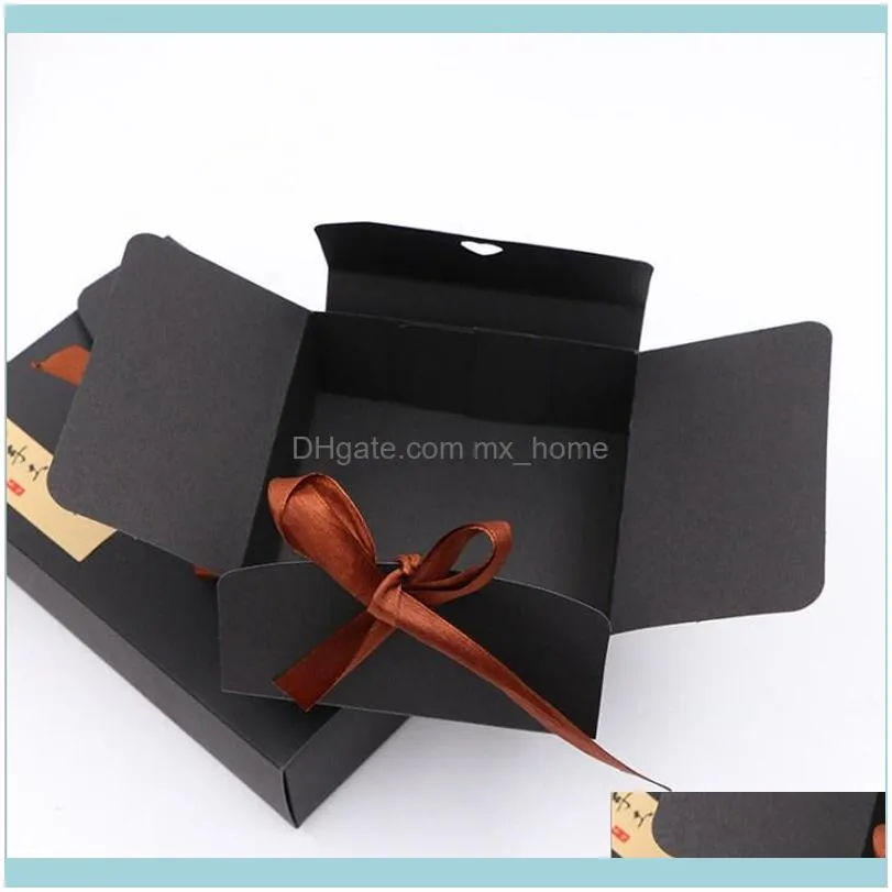 Gift Wrap DIY 5pcs Box Five Sizes Selling Black And Kraft Boxes With Ribbon,wedding Favor Baby Shower Party 2021