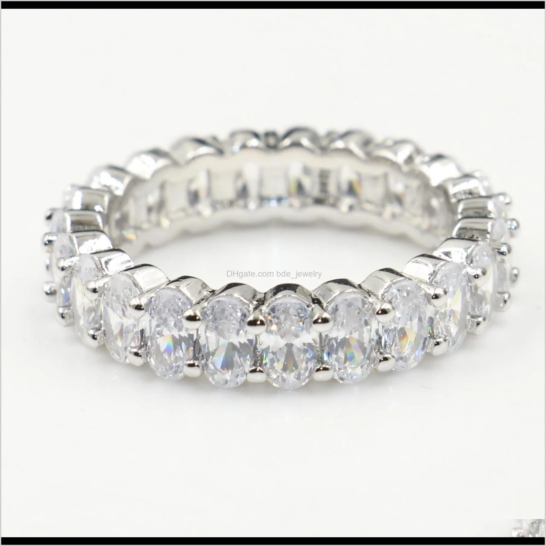 2pcs couple ring set luxury cute jewelry 925 sterling silver oavl cut white topaz cz diamond gemstones eternity women wedding bridal