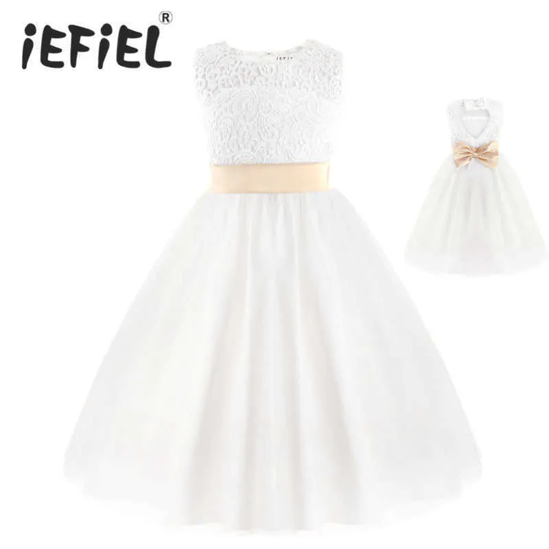 Robes de première communion blanches pour les filles 2020 Marque Tulle Dentelle Infant Toddler Pageant Robes De Fille De Fleur pour Les Mariages Et La Fête Q0716