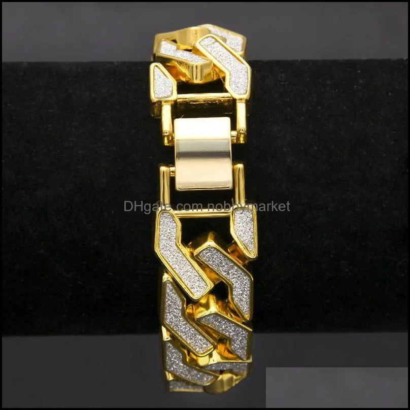 Hip Hop Mens Iced out chain bracelets Bling Crystal diamond Gold Silver Cuban Link chain Wrap Bangle For women Rapper Hiphop Jewelry