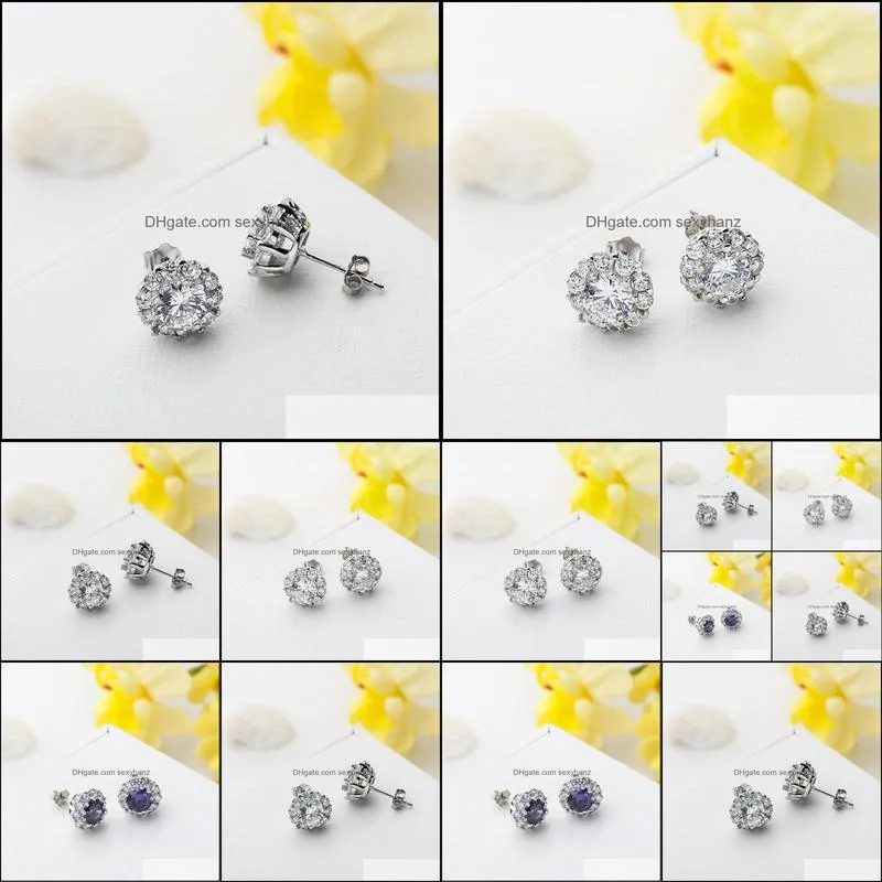 Other Solid Sterling Silver S925 Earrings Stud Simple Sweet Sun Flower Ear Jewelry Female White Gold Wedding EW08