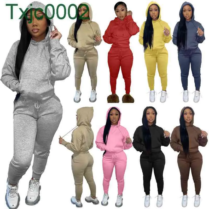 Tute da donna 2 pezzi Set Designer Casual Maglione a maniche lunghe Felpe con cappuccio Pullover Pantaloni sportivi Abiti autunno inverno SportSuit S-XXL 8 colori