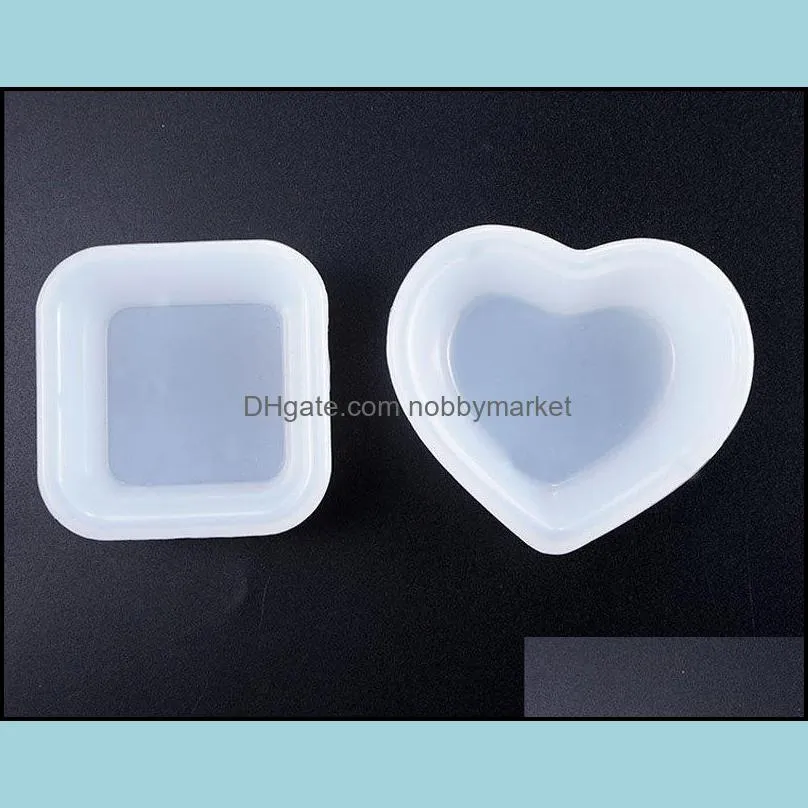 Heart Square Plate Silicone Mold Dish Mould For Jewelry Resin Handmade DIY Epoxy Resin Molds Mini Beads Container