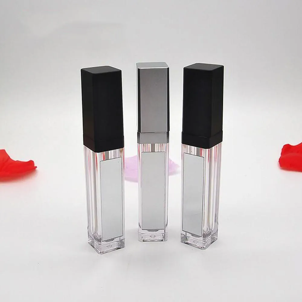 2021 LED Empty Lip Gloss Tubes Square Clear Lipgloss Refillable Bottles Container Plastic Lipgloss Makeup Packaging with Mirror and Light