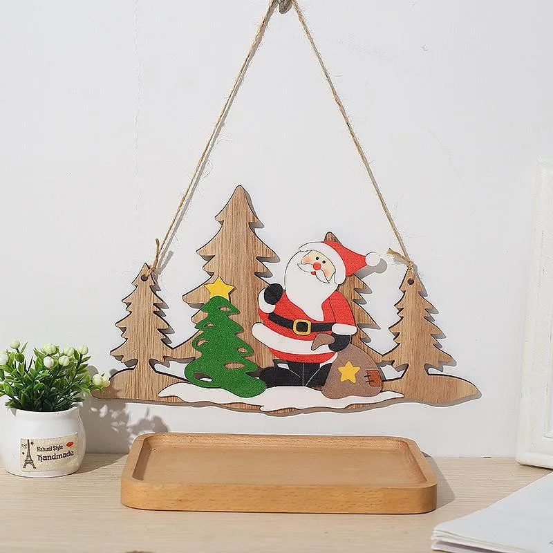 Wooden Christmas Pendant Christmas Decorations Xmas Tree Hanging Elderly Snowman Pendants w-01126