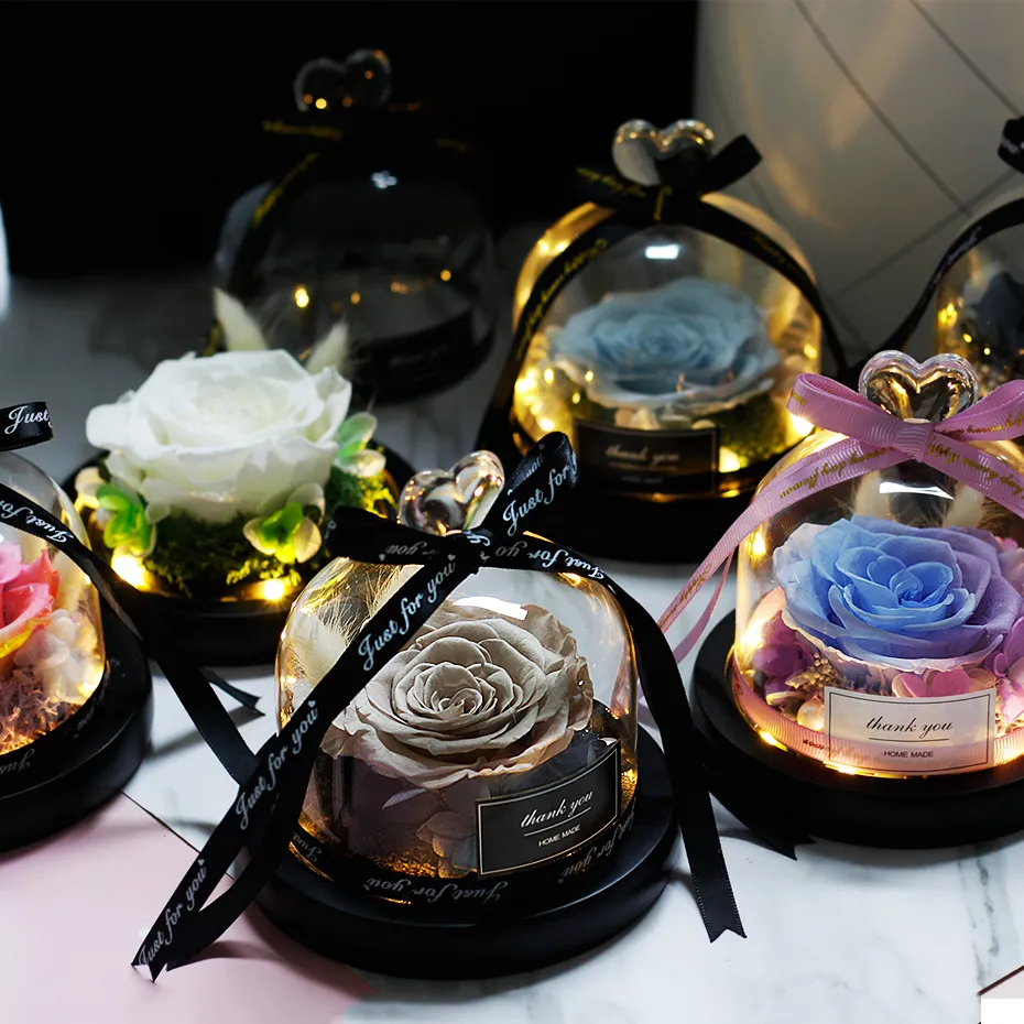 Natural Preserving Flowers In Resin The Beauty And Beast Eternal Real Rose  In Glass Dome With LED Valentine Wedding Christmas Home Decor Gift From  Simonxiong123, $14.48