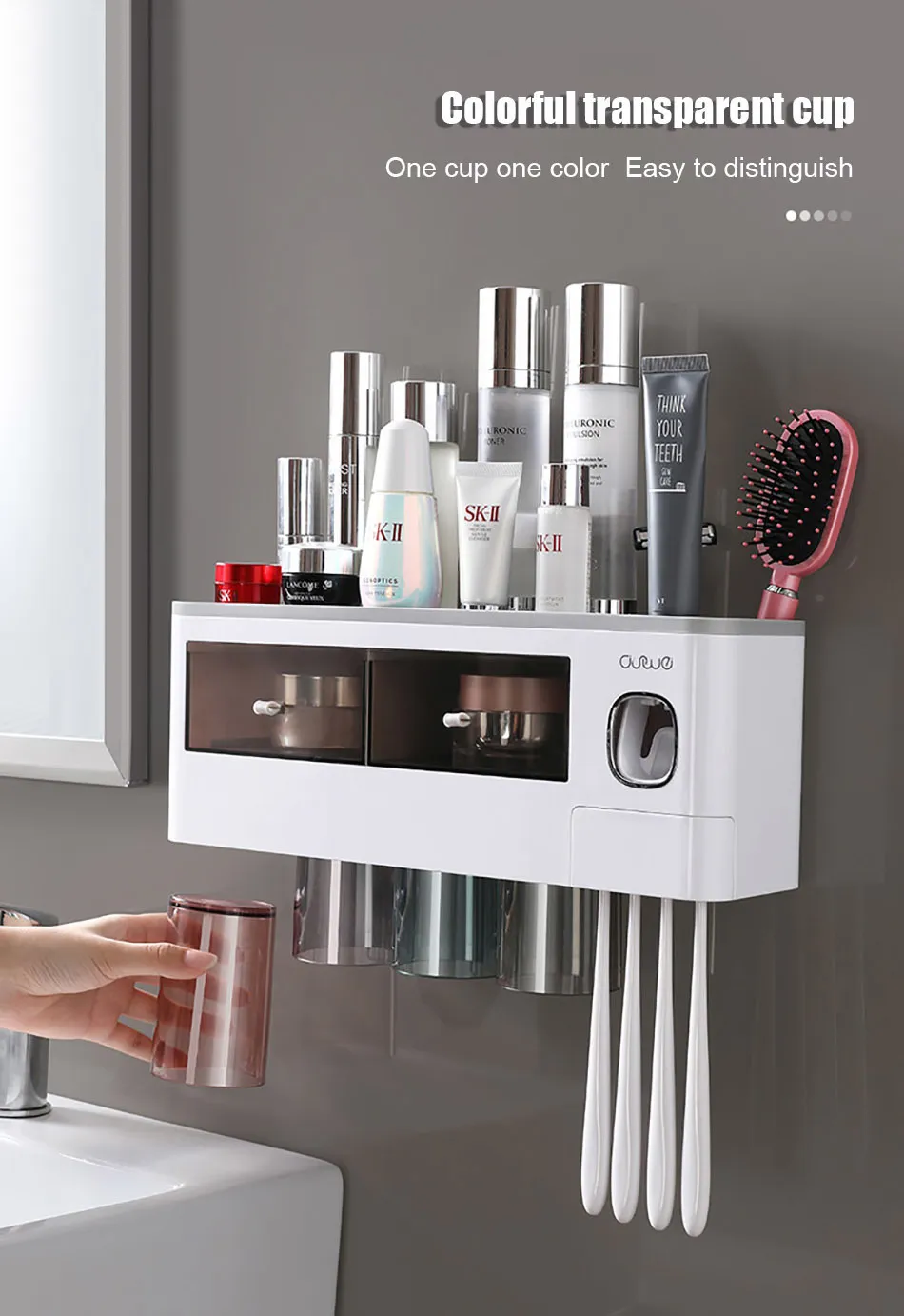 Automatic Toothpaste Dispenser & Toothbrush Holder Set - Wall Mounted ...