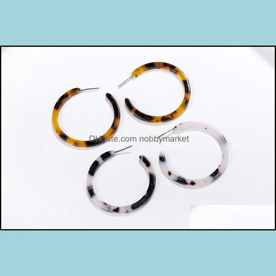 Colorful Acetate Acrylic Circle Hoop Earrings For Women Leopard Print Resin Geometric Big Huggie Earring Fashion Jewelry Gift
