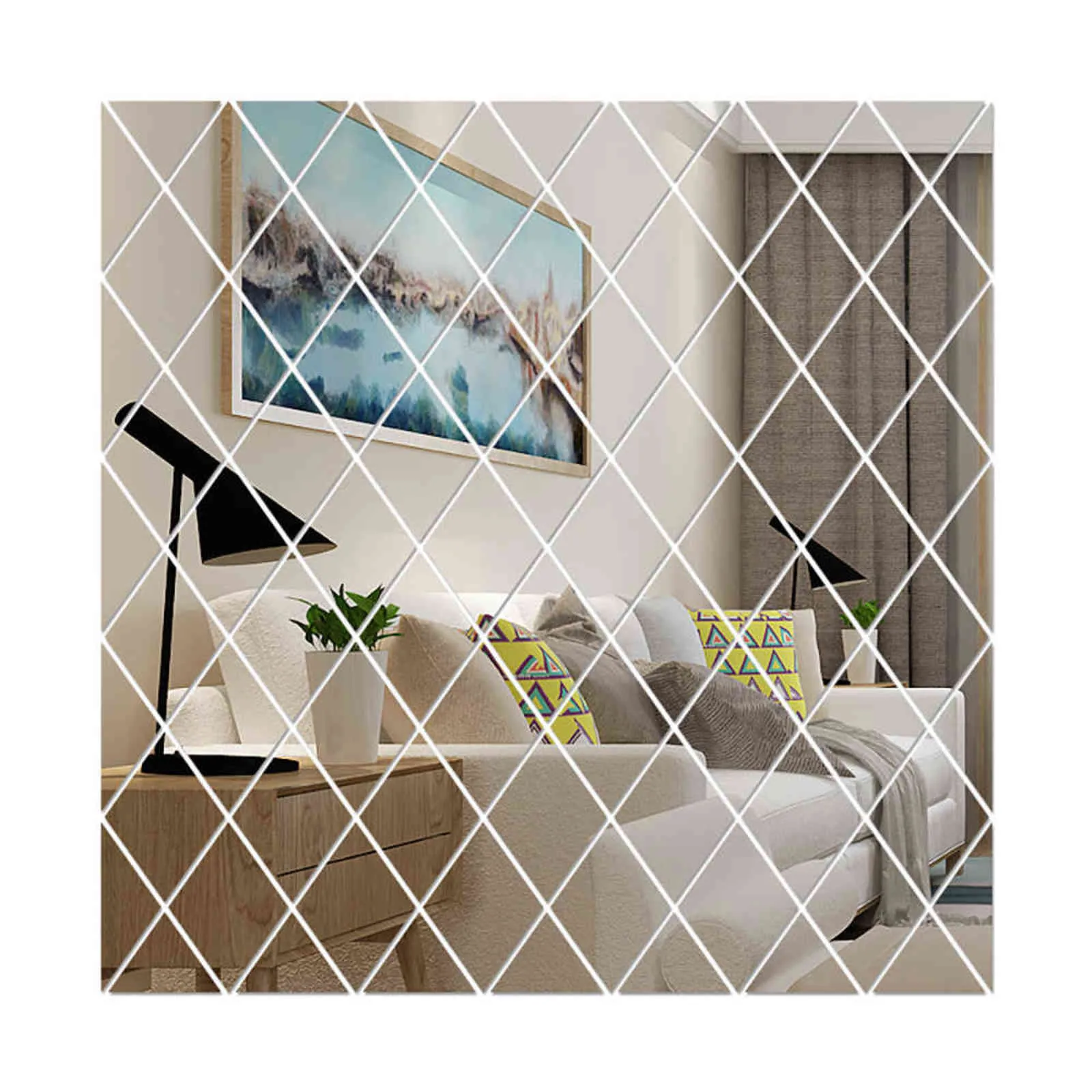 DIY 3D Miroir Stickers Muraux Diamants Triangles Acrylique Miroir Mural Autocollants pour Enfants Chambre Chambre Décoration Autocollants Décor À La Maison 211112