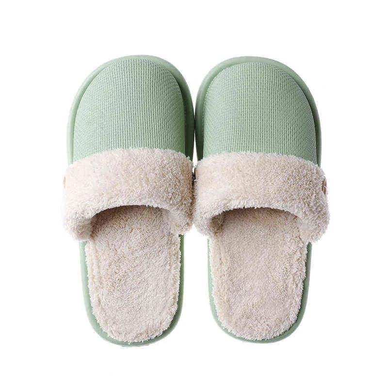 Winter Men's and Women's Slippers Warm Plush Removable and Washable Waterproof EVA Non-slip Soft-soled Mute Cotton Shoes Y220214