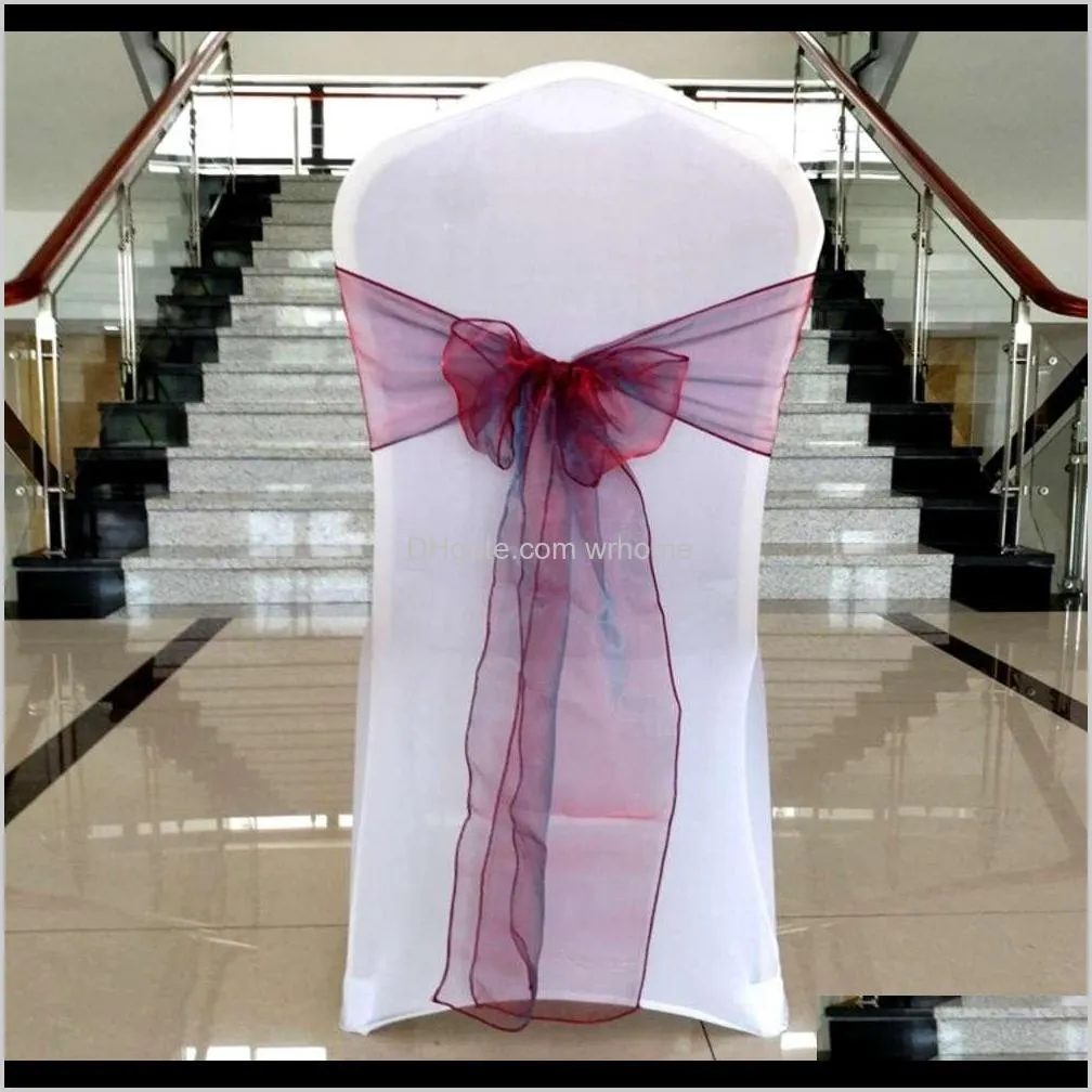 Organza Chair Sash Bow For Cover Banquet Wedding Party Event Chrismas Decoration Sheer Organza Fabric Chair Covers Sashes Free DHL