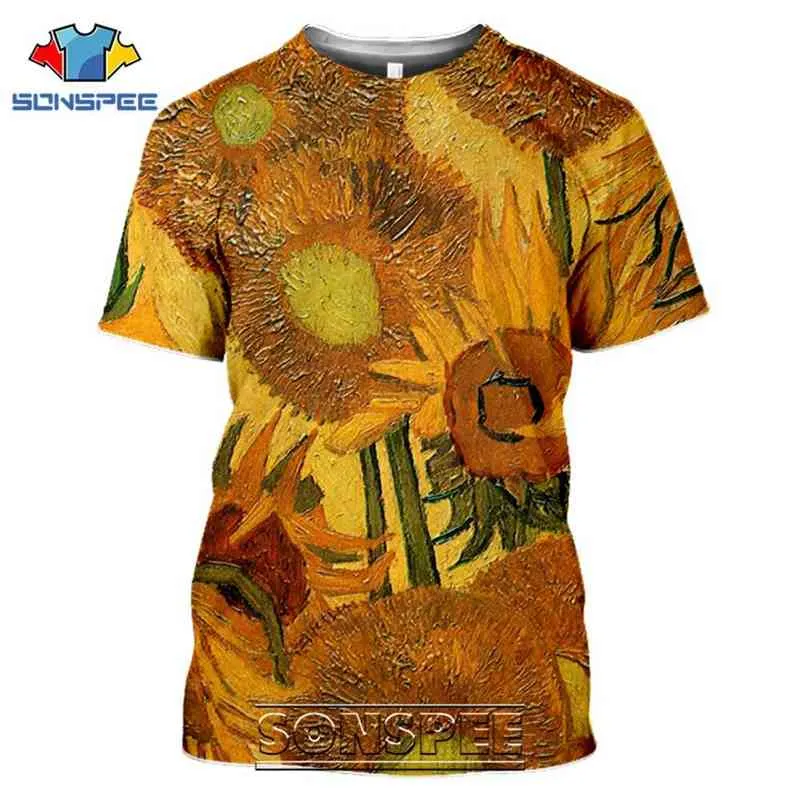 SONSPEE T-shirts Van Gogh 3D Print Men Women Casual Fashion Hip Hop Vintage Short Sleeve Streetwear Starry Night Tees Tops Shirt (13)