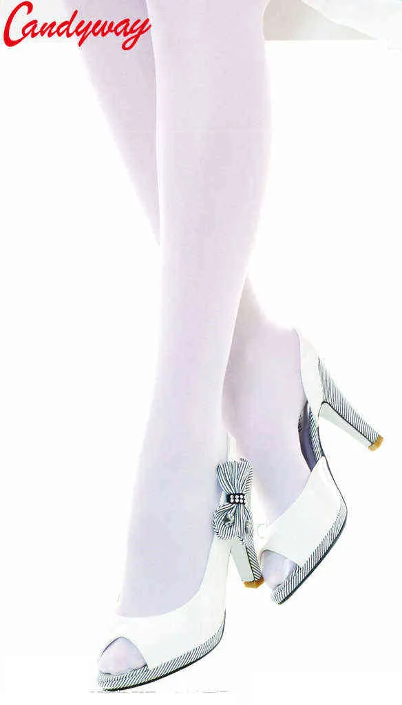 Sexy ufficio Lady Stocking Donna Moda bianco Morbido Collant sottili Collant elastici Calze velate strette Fetish club girl Y1130