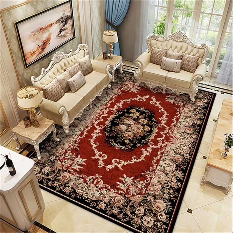 Турция напечатана персидские коврики толстые мягкие гостиной спальня спальня декоративный район коврик моющийся турецкий бохо большой пола ковер коврик 220301