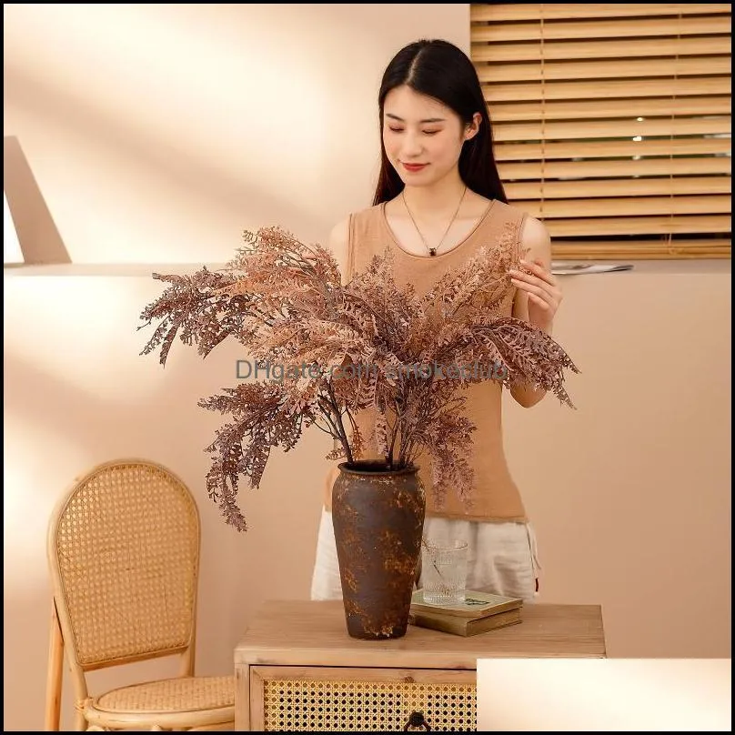 Decorative Flowers & Wreaths Artificial Silk Perilla Plant For Decoration Home Plastic Stem Bride Wedding Blossom Fake Flower DIY