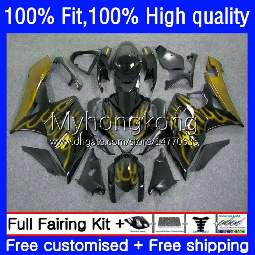 Yellow flames Body Injection Mold OEM For SUZUKI 1000CC GSX-R1000 2005-2006 MOTO Bodywork 26No.138 GSXR 1000 CC K5 GSXR1000 2005 2006 GSXR-1000 05 06 100% Fit Fairing