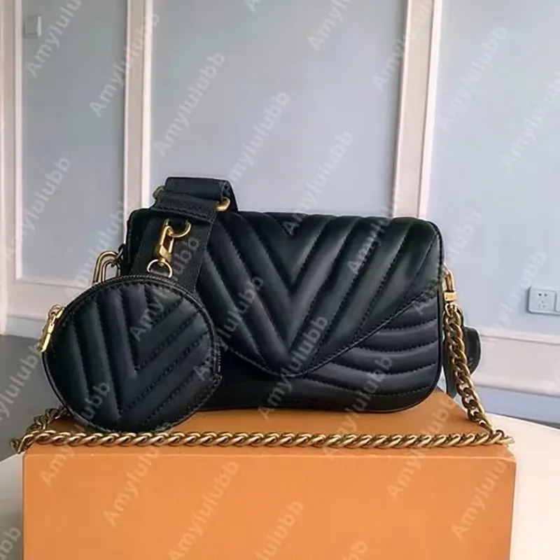 Designer Sacoche Axelväska Wave Äkta Läder Cross Body Väskor kedja handväska liten Twin Set Satchel Handväska Mini klaff Paket Lady Kompositrem