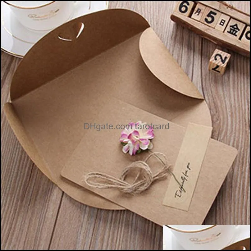 Retro Kraft Paper Greeting Card Creative DIY Handmade Dried Flower Birthday Valentines Day Universal Blessing Card Gifts