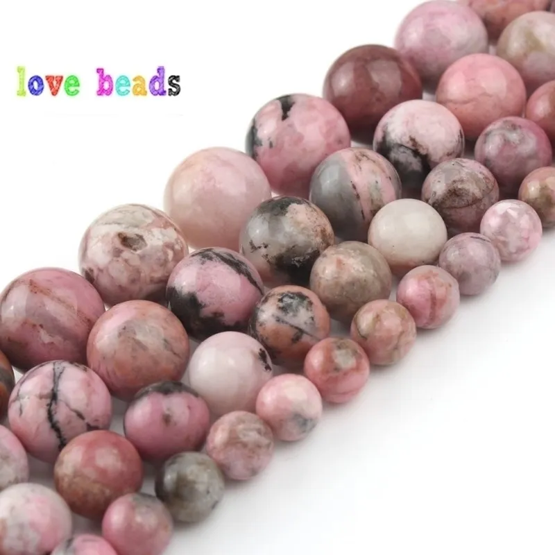 AAA 100% natuurlijke zeldzame zwarte kant rhodonite edelsteen ronde losse spacer kraal voor sieraden maken DIY armband ketting 15''strand