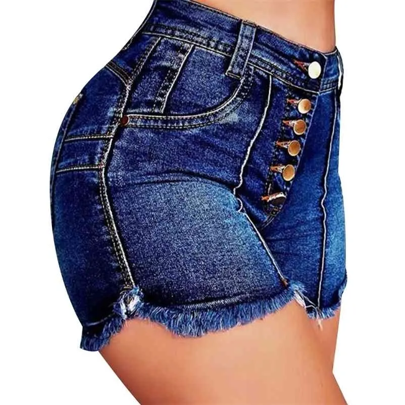 Lunaaevi Women's High Waisted Denim Shorts - Stretchy Button Fly Jean Shorts