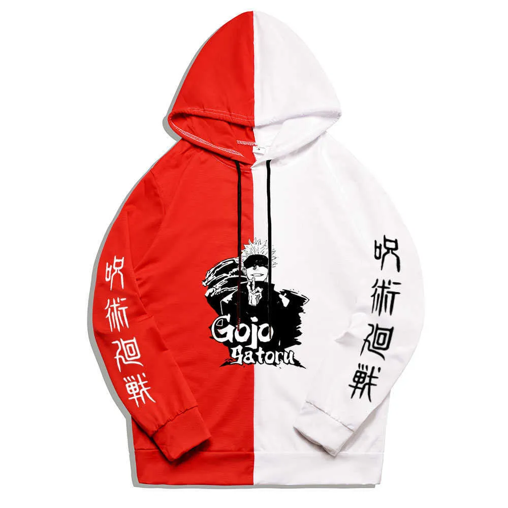 Nouvel été Anime Marque Impression Le Sharingan Double Couleur Hoodies Pull Sweat Jujutsu Kaisen Hip Hop Mince Vêtements Y0816