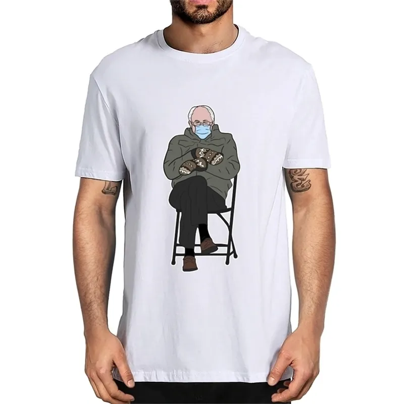 Unisex Bernie Sanders Inauguration Meme T-Shirt Grumpy Sanders Fäustlinge Lustige Bernie Herren100 % Baumwolle T-Shirt Frauen Top T-Shirt Geschenke 210324