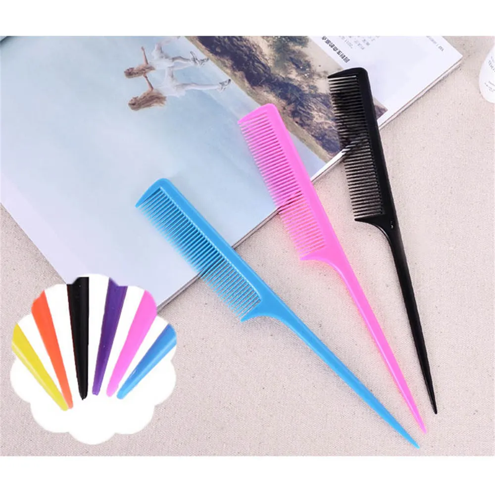 New Hair Brushes Plastic Rat Tail Styling Comb Anti Static Teasing for Back Combing Root Teasing Adding Volume Evening KD