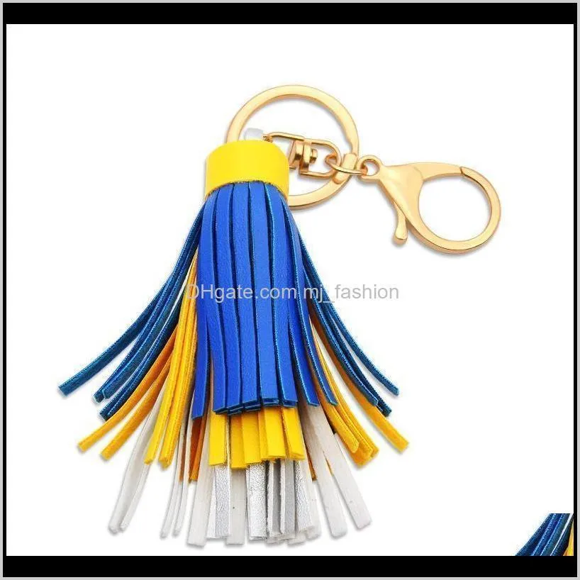 new arrival leather tassel key chain high quality high-grade alloy chain three layers tassel key ring fashion popular party ornaments