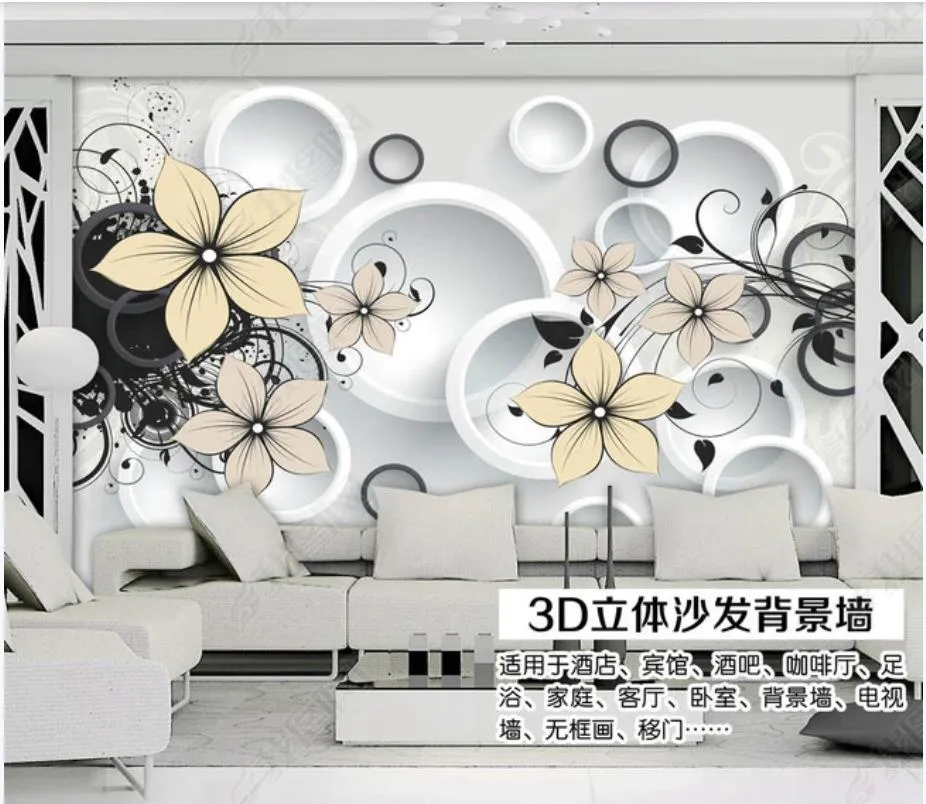 Custom photo wallpapers 3d murals wallpaper Modern circle flower living room TV background wall paper home decoration