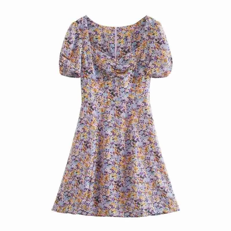 vintage boho women mid dresses summer floral printed ladies fashion female girls knee-length 210430