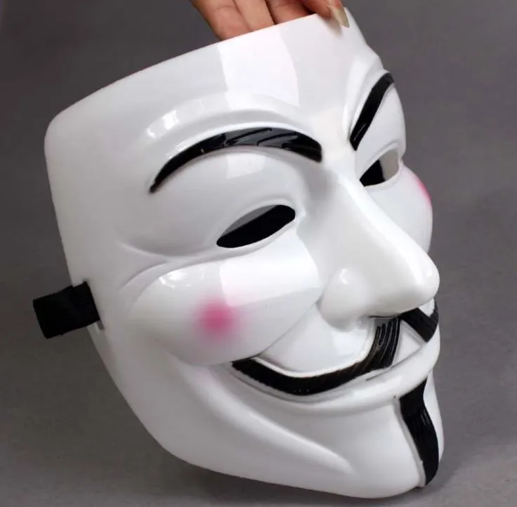 Máscaras de festa v para vendetta máscara anônimo cara fawkes fantasia vestido adulto acessório festa plástica-cosplay sn5926