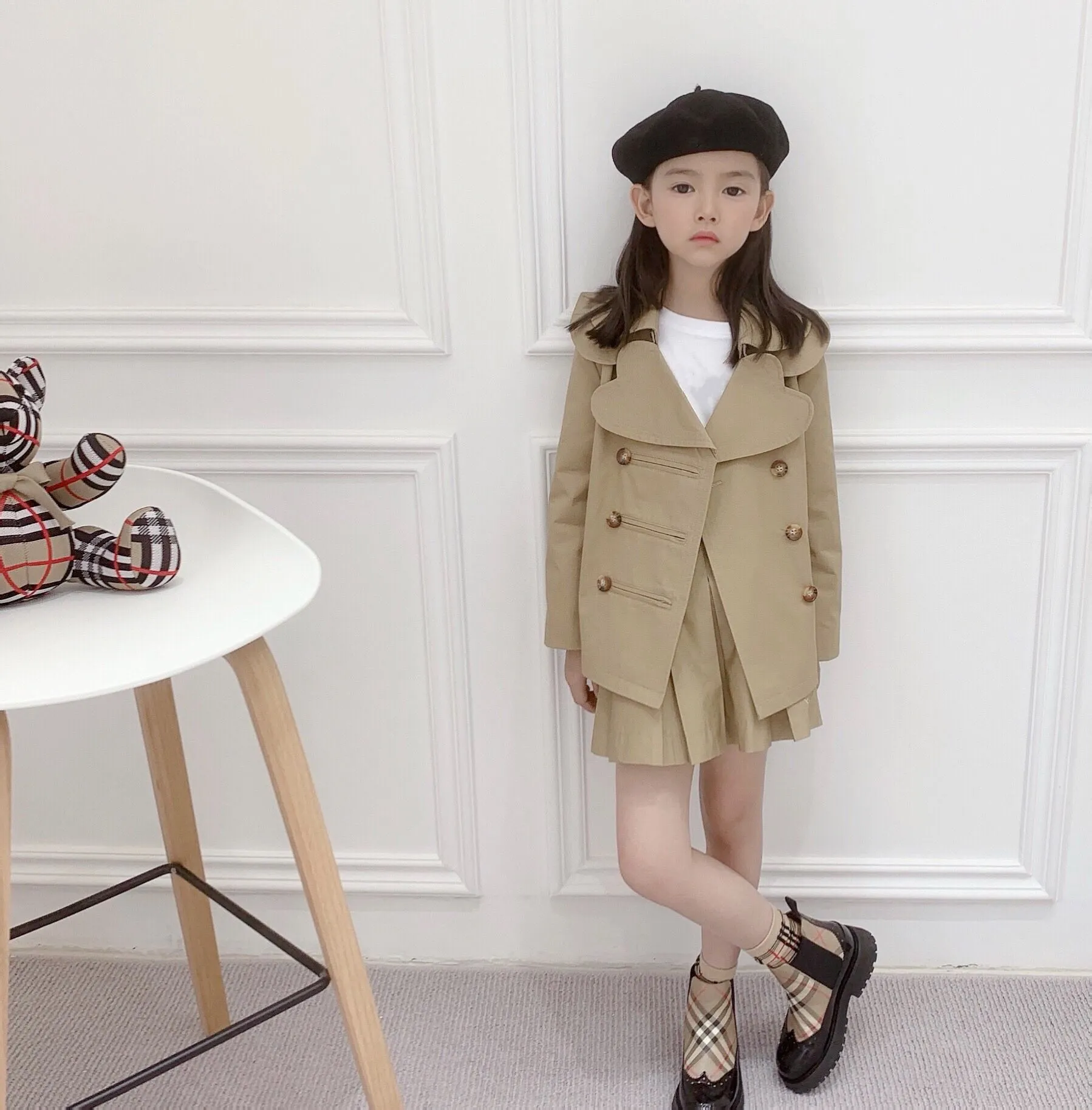 Hohe Qualität Kinder Mädchen Tench Coats Oberbekleidung Herbst Frühling Mädchen Jacken Wollstrecke Lange Trench Teenager Warme Kleidung Kinder Outfits für 2-12 Jahre