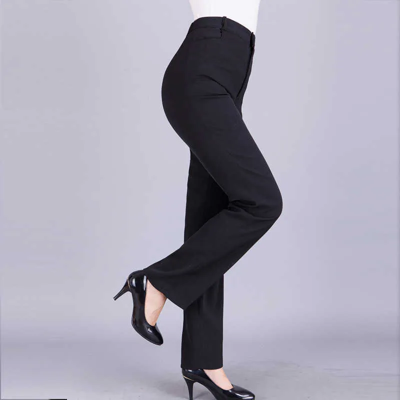 Pantalones elegantes para mujer, pantalones negros profesionales de otoño, pantalones informales de cintura alta para mujer, ropa de trabajo de oficina para mujer 210527