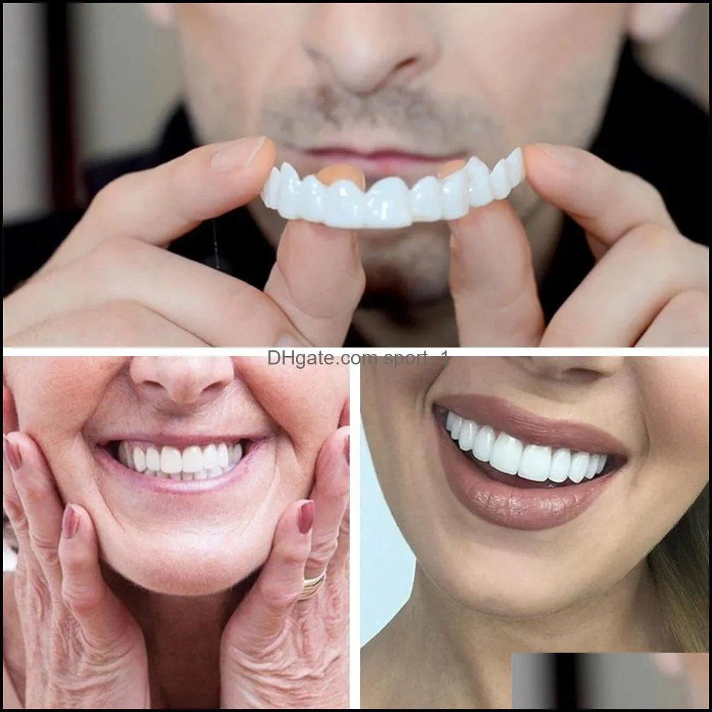 Upper/Lower Cosmetic Denture Polyethylene Grills Fake Tooth Cover Simulation Teeth Whitening Dental Brace Oral Care Beauty Snap on