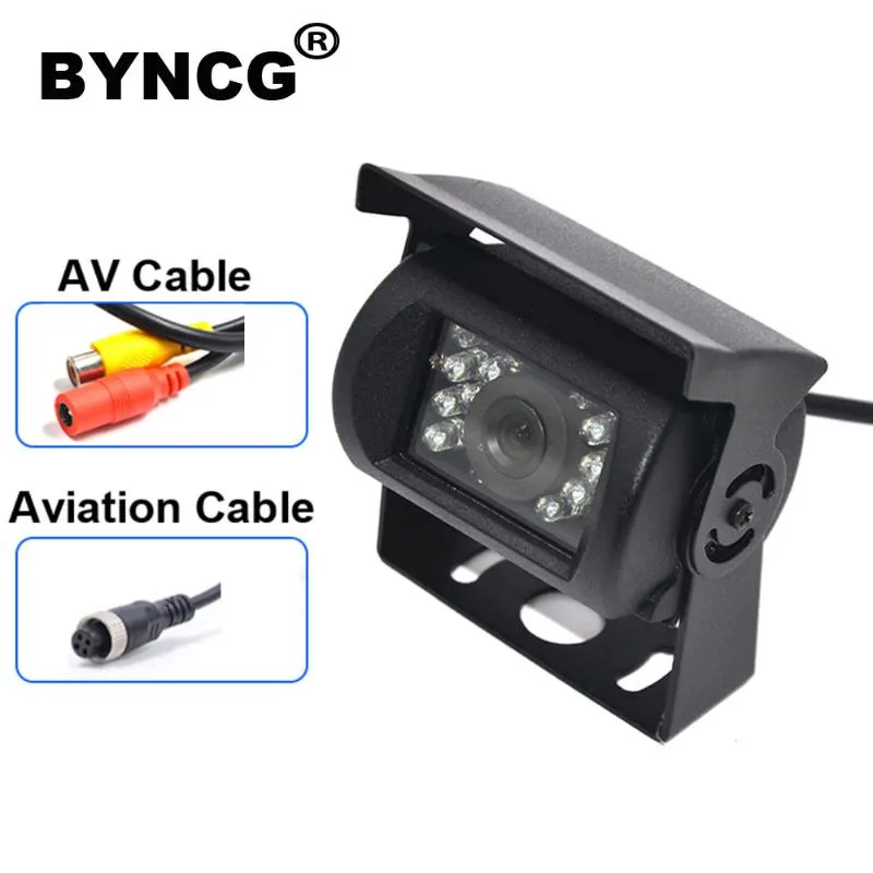 Kamery z tylnym widokiem samochodowym Czujniki parkowania Byncg Truck Backup kamera ciężka 18 LED IR Nocne Vision Wodoodporny pojazd do ciężarówki/przyczepy/wyboru