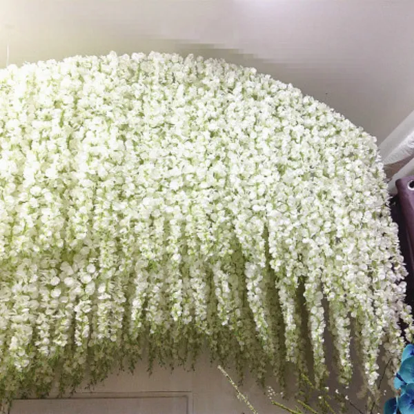Dekorativa blommor Elegant konstgjord blomma Wisteria Vine 34cm Hem Trädgårdsvägg Hängande DIY Rattan för Xmas Party Bröllopsdekoration RH88161