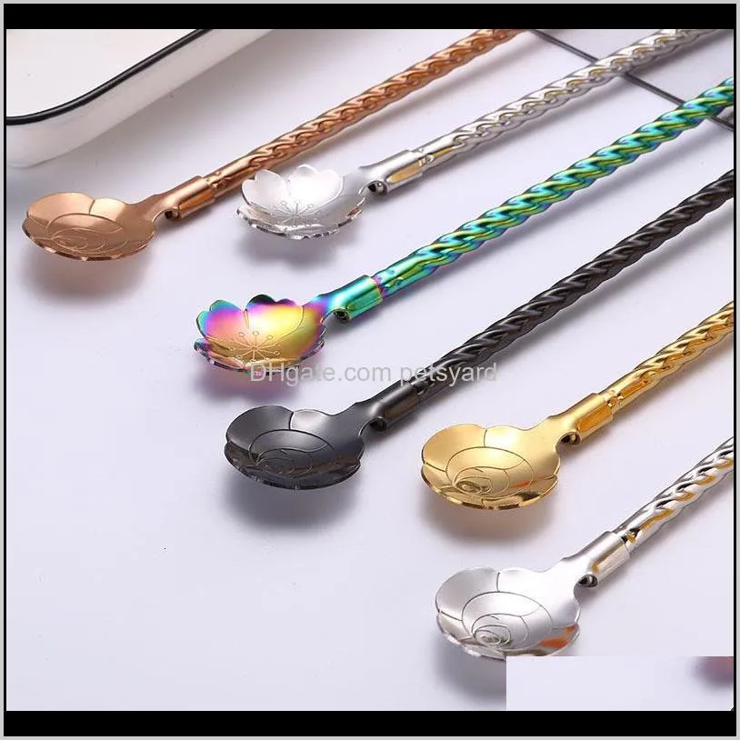 new helical straw spoon 304 stainless steel flower mixing spoon coffee spoon teaspoon for wedding party drinking straw metal 111 k2