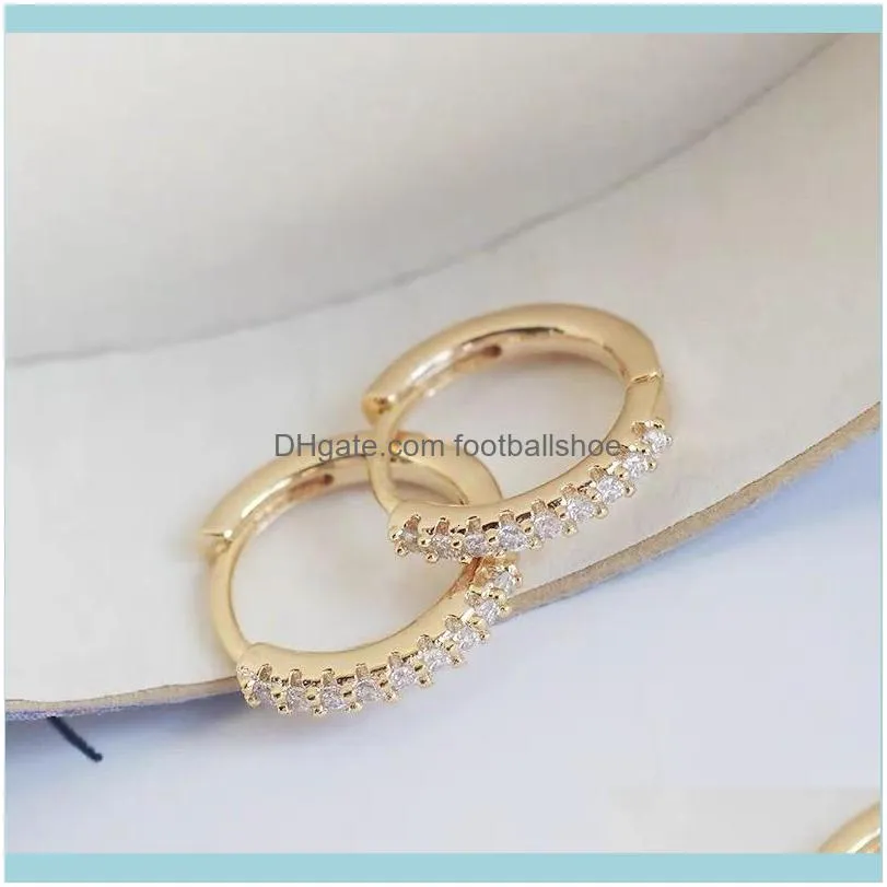 small Simple ear micro inlaid buckle round zircon fashion personality cartilage puncture earring Jewelry