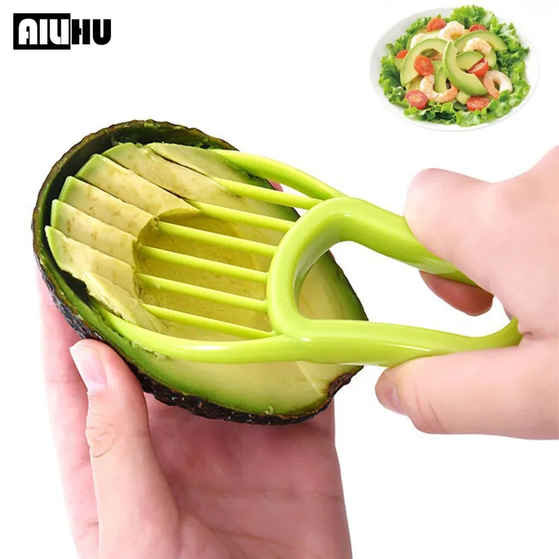 3 i 1 avokado cutter shea smör verktyg frukt massa separator plast kniv kök vegetabiliska gadgets