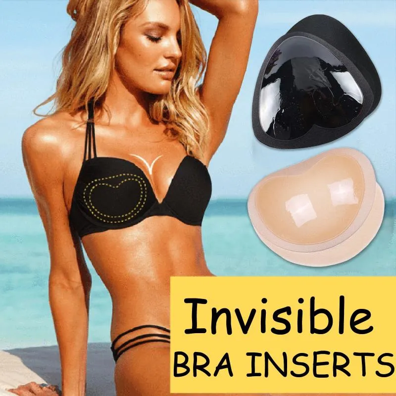 Abbigliamento da yoga Imbottitura invisibile da donna Inserti per reggiseno magico Spugna per seno Cuscinetti push up per costume da bagno Cuscinetto in silicone Copricapezzoli Adesivi Patch