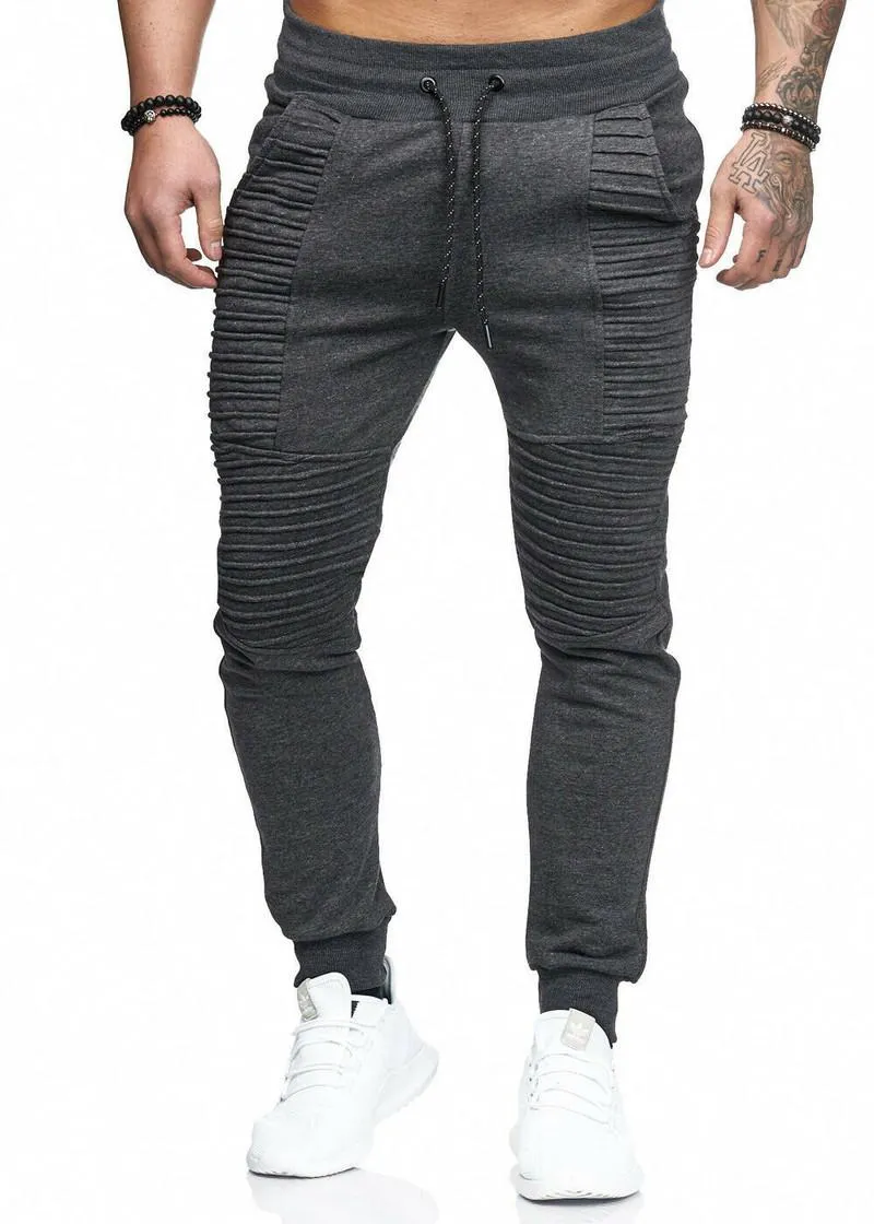 Calças masculinas Chegada moda casual sólido elástico cintura cordão skinny calças cargo streetwear Mens roupas