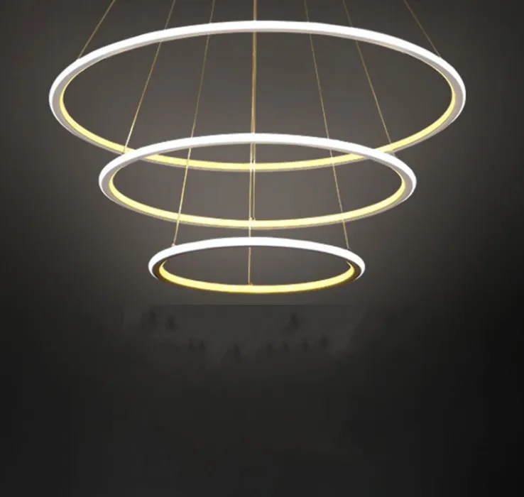 Moderne 3 anneaux de cercle lampe à LED lampes suspendues pour salon salle à manger lustre suspendu plafonnier