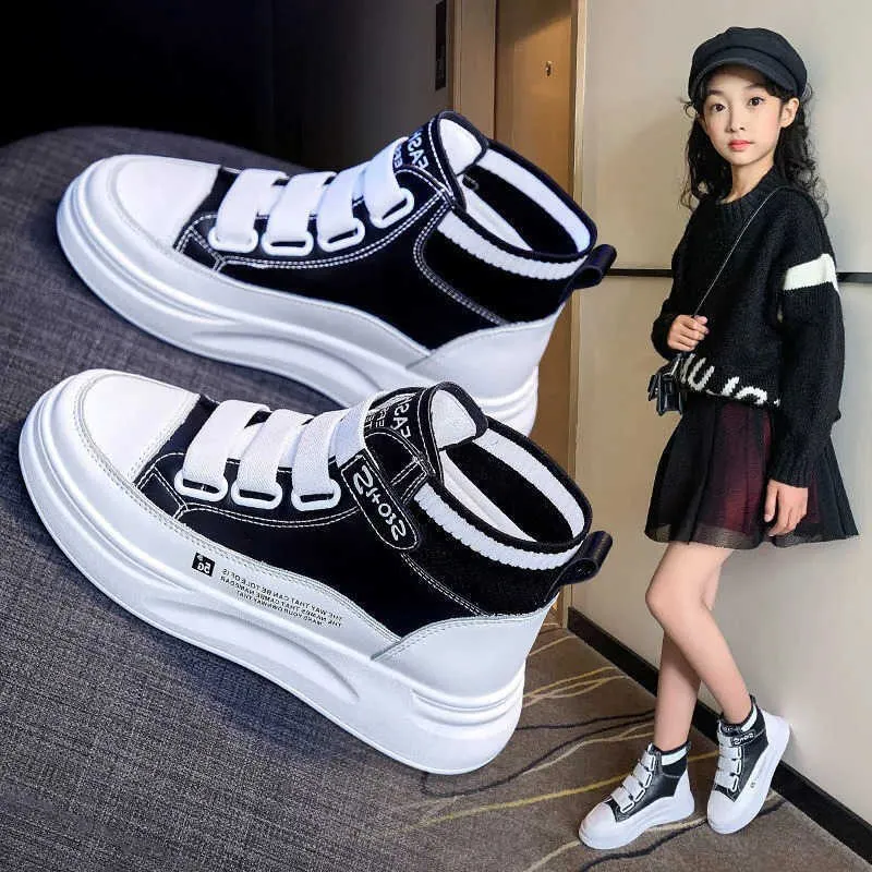 Bambini Ragazza High Top White Chunk Scarpe sportive per bambini Ragazzi Ragazze Studenti Platform Sneakers 5 6 7 8 9 10 11 12 13 14 Anni G1025