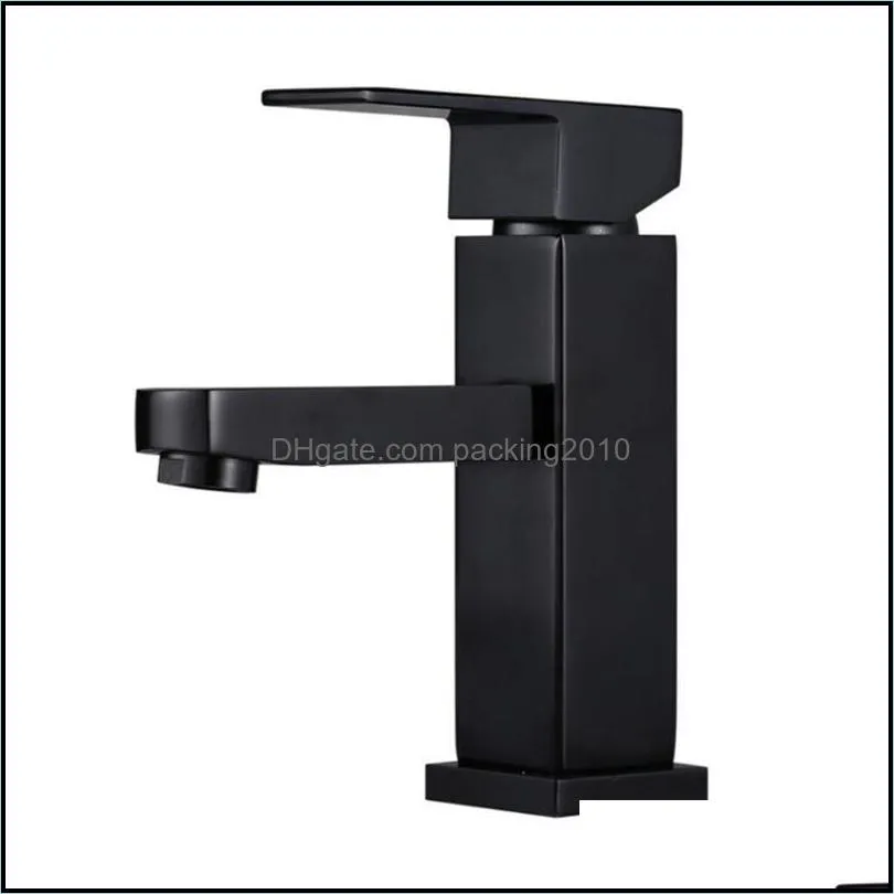 Bathroom Black Paint Square Basin Faucet Single Handle Washbasin Mixer Tap 11UA Sink Faucets