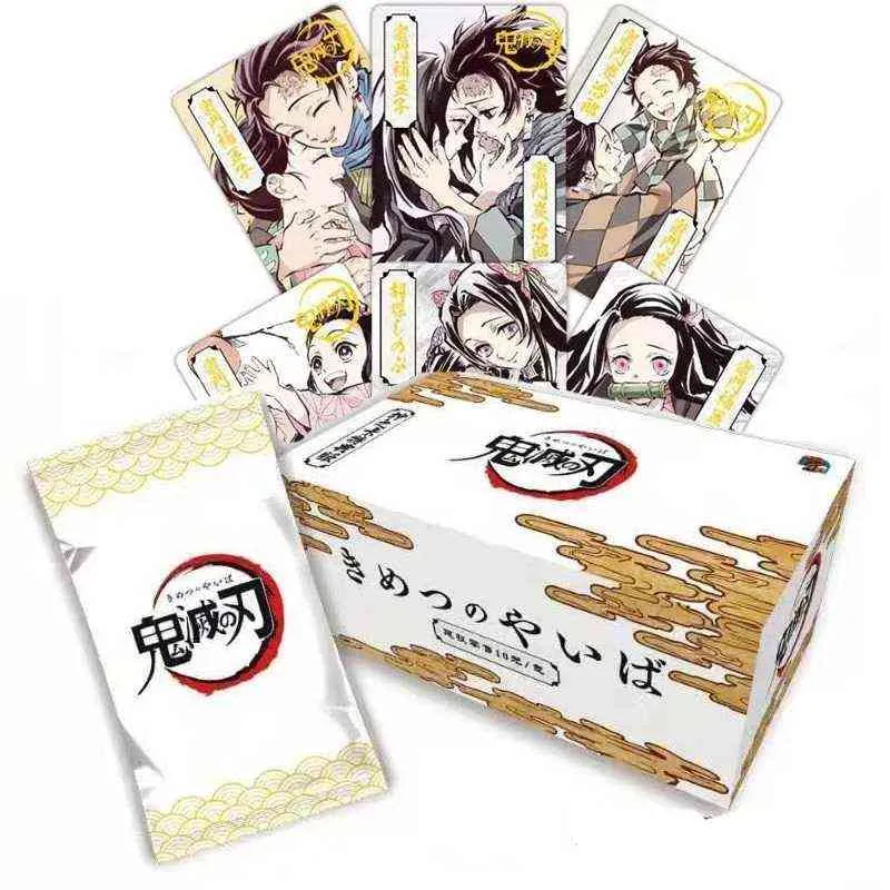 Demon Slayer Kortspel Samling Kort Bokstäver Spel Barn Anime Collection Barnpresent Leksak G1125