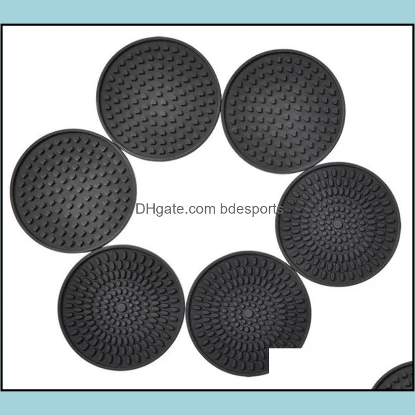 4.3inch 6pcs/set Black Round Silicone Drink Coasters Cup Mat Cup Costers Tableware with holder 60pcs