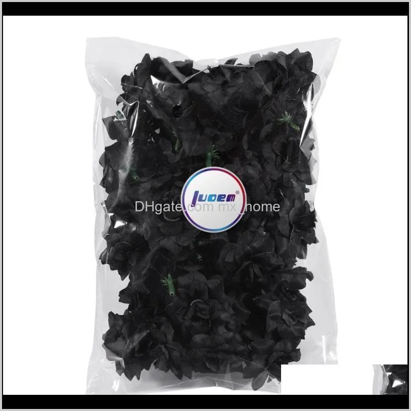 50pcs simulation silk rose flower heads for hat clothes embellishment (black) decorative flowers & wreaths