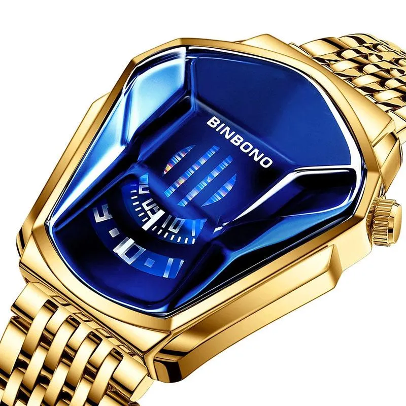Binbond top merk luxe militaire mode sport horloge mannen gouden polshorloges man klok casual chronograaf polshorloge